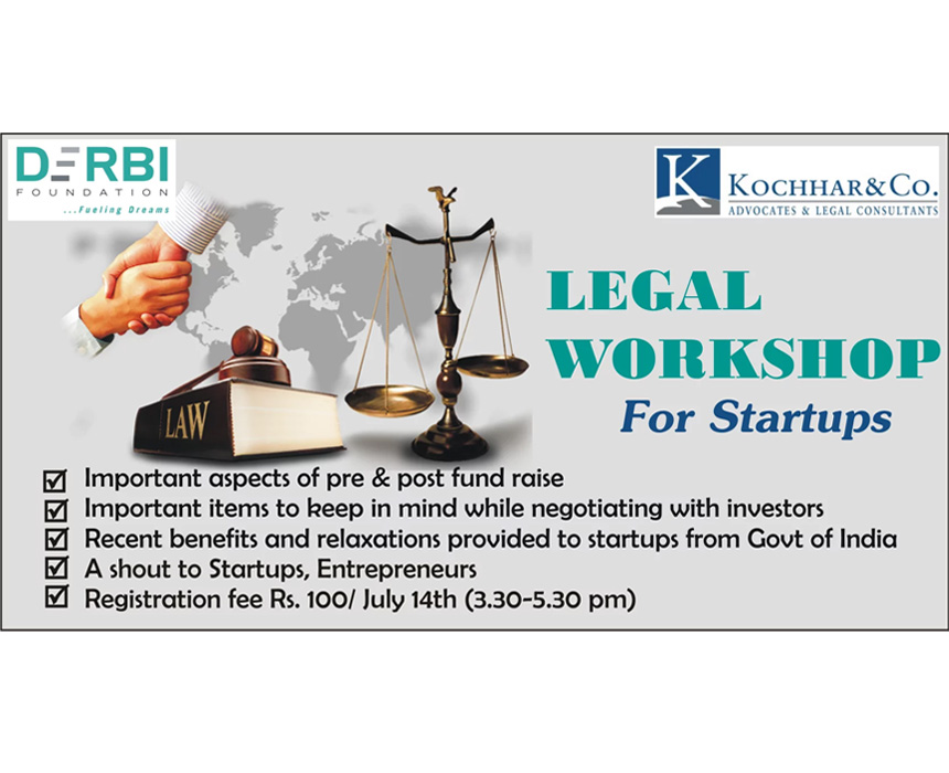 Legal Workshop For Startups – July 14, 2017 (3:30-5:30 PM)