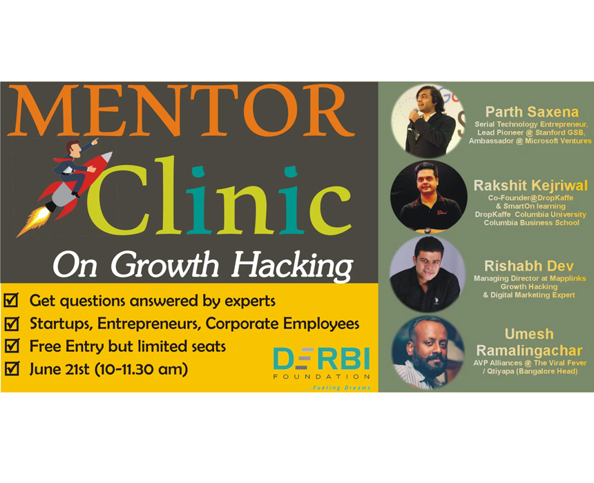 Mentor Clinic on Growth Hacking @ DERBI – June 21, 2017